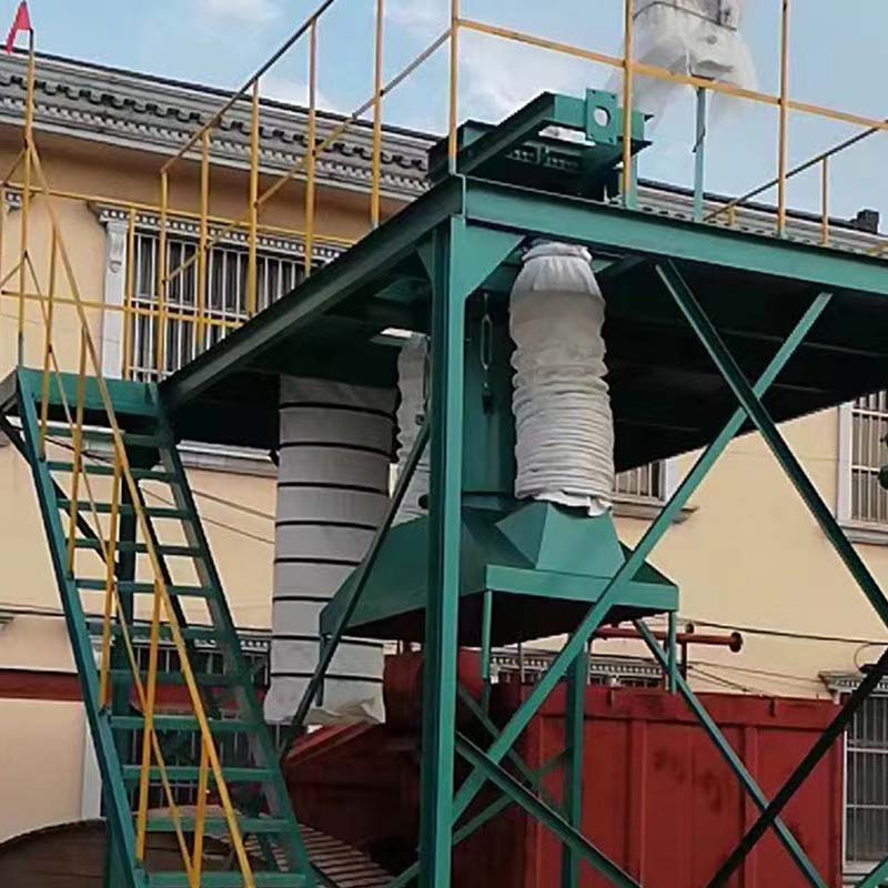 The background of this picture is a house. A ladder is in the left. the right is Cement loading chute