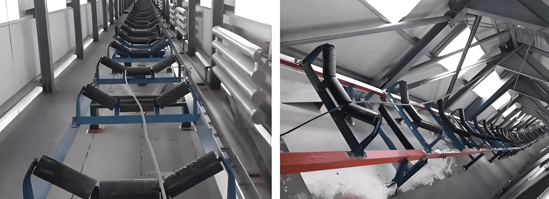 The DTII belt conveyor efficiently transports materials across the factory floor with a simple design and easy maintenance.