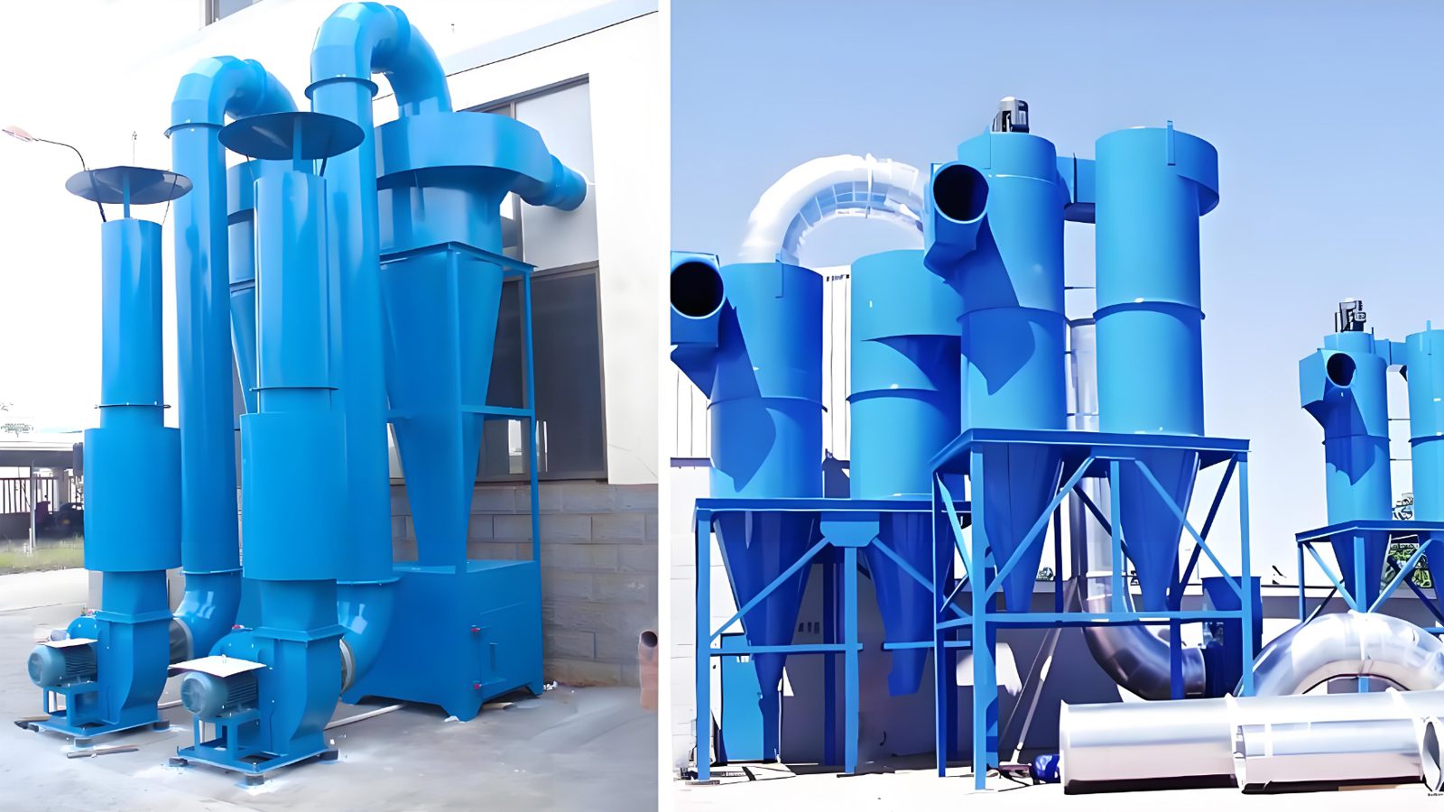 The Cyclone Dust Collector is positioned outdoors, effectively separating dust from the air in the industrial setting.