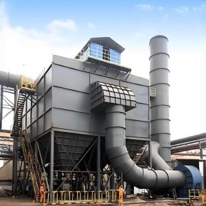 This is used in the cement plant pulse jet bag filter, equipped with maintenance stairs, away from the fan and duct for exhaust.