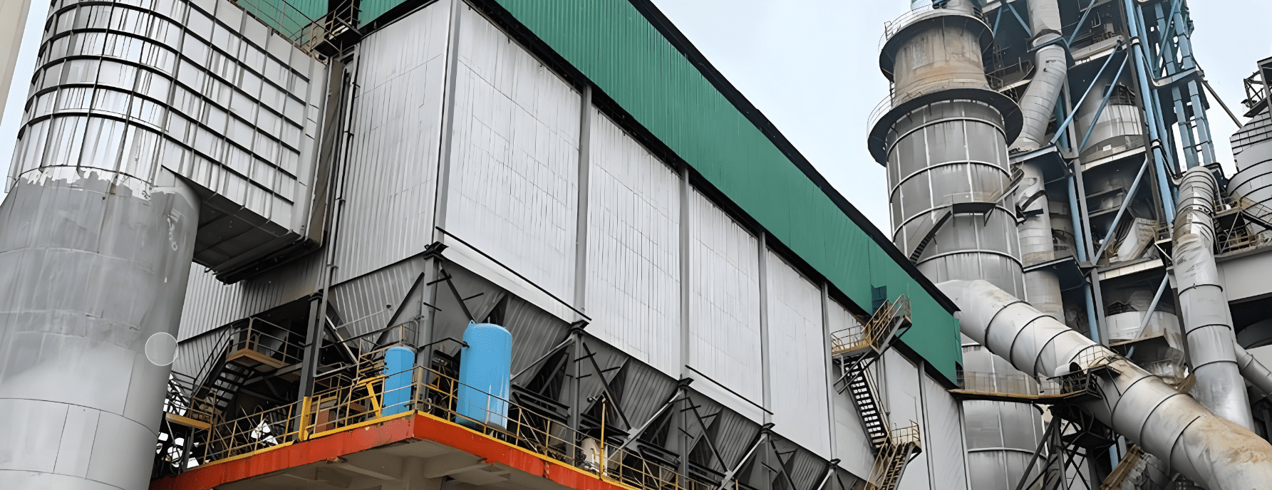 The dust collector stands outdoors, ready for installation next to the industrial facility, highlighting its role in improving air quality.