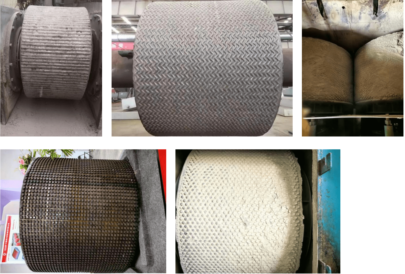 Four images showing metal rolls highlighting the important relationship between roll speed and extrusion effect and equipment stability.